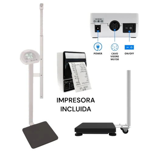 Báscula digital con tallímetro Clase III con impresora