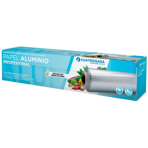 Papel aluminio liso 290 mm, 1,5 kg, 11 mic