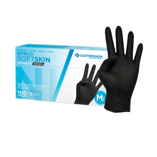 Guantes nitrilo negro soft skin -> talla M -> 1 caja