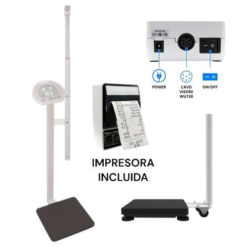 Báscula digital con tallímetro Clase III con impresora