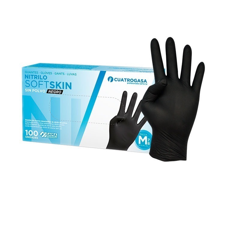 Guante NITRILO Sin Polvo NEGRO Talla S, 6 gr. Caja 100 unidades.